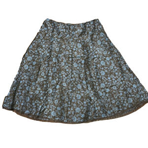Esprit brown with blue flowers A-line skirt